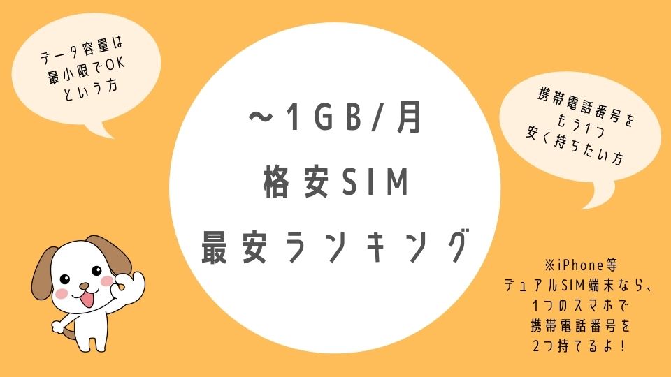 データ容量1gb以下 格安sim 音声通話sim 最安ランキング